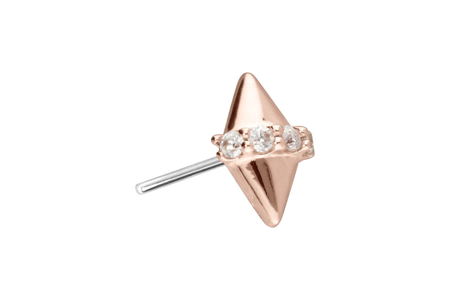 14 Karat Gold Aufsatz mit Titan Push Pin MOISSANIT + 2 SPITZEN von Piercingline